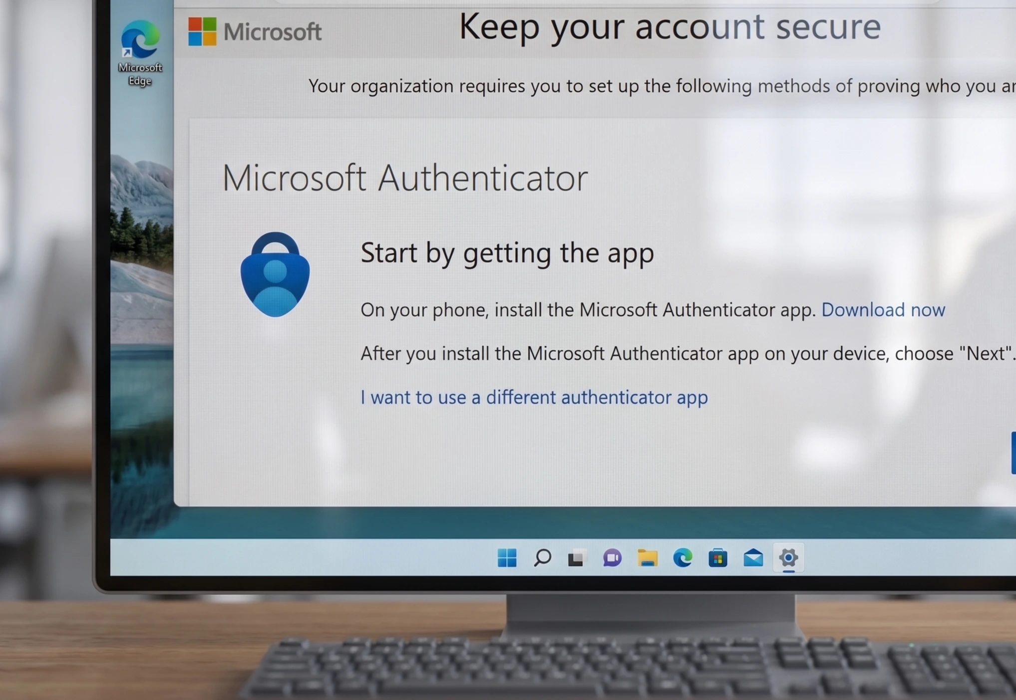 Secure sign-in with MFA for Microsoft 365 protecting company data on a work laptop